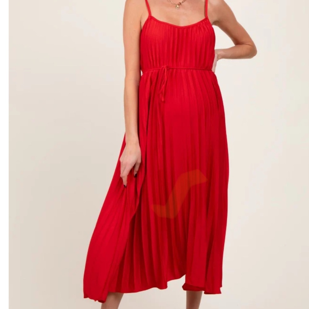Pinkblush Red Pleated Midi Dress